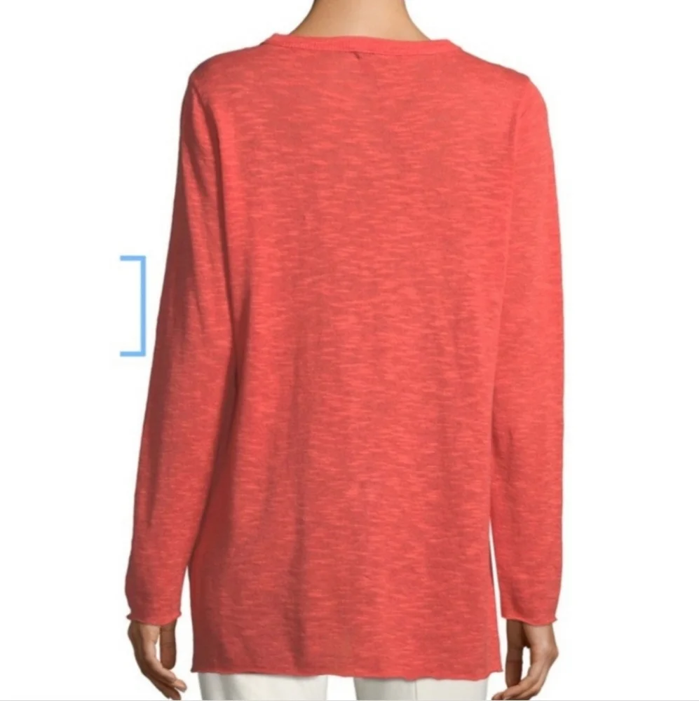 Eileen Fisher Cotton Linen Blend Coral Tunic Long Sleeve Top Size S Oversized - Picture 2 of 7